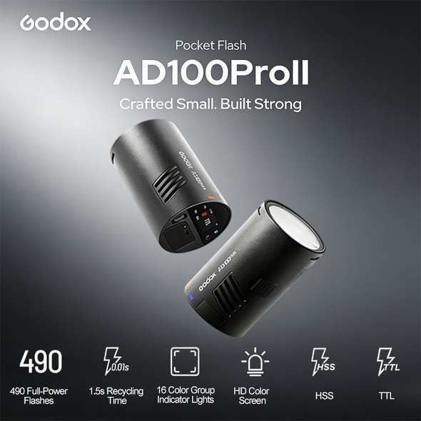 Godox AD100ProII 100Ws TTL Pocket Round Head Flash