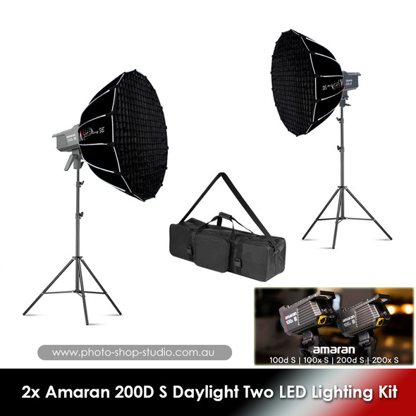 Aputure 2x Amaran 200D S 200W Compact Daylight Point Source Two LED Light Kit