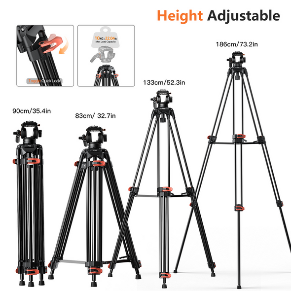 Coman FF16LS Aluminium Alloy Heavy Duty Video Tripod with Fluid Head (Max load 10 kg) 