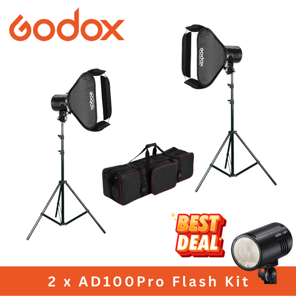 Godox 2x AD100Pro Round Head Two Flash Kit 