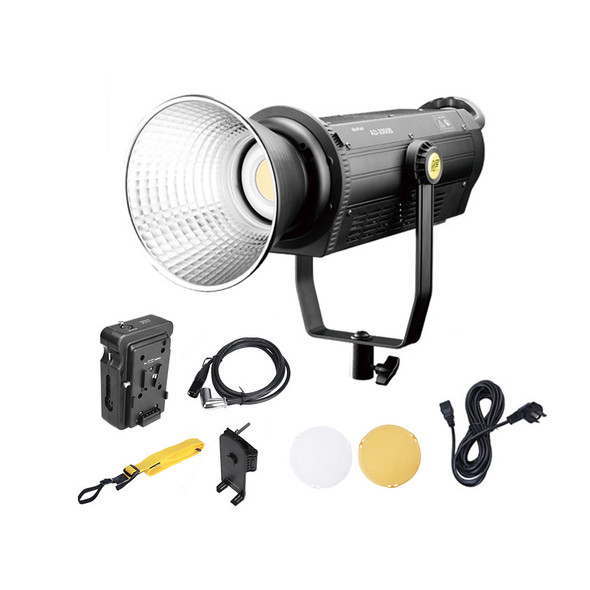 Nicefoto AD-2000B 200W Dual Power COB LED Video Light (5600K) Daylight with BP-V01II V-mount Battery Dual Plate