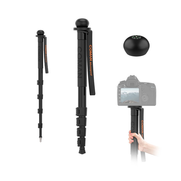 Coman DK288 1.55m Aluminium Trekking Pole Monopod with Compass Head & mount (Max Load 6kg)