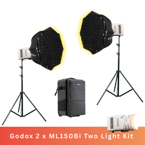 2 x Godox ML150Bi Bi-Color Portable LED Light Kit