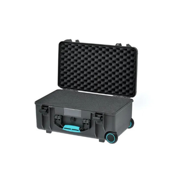  HPRC 2500W Wheeled Hard Case with Cubed Foam & Turquoise Handle (Grey)