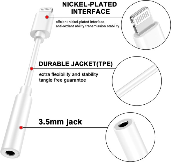 Fotolux YP232 3.5mm TRRS Female to  Lightning Male Audio Cable (10cm)