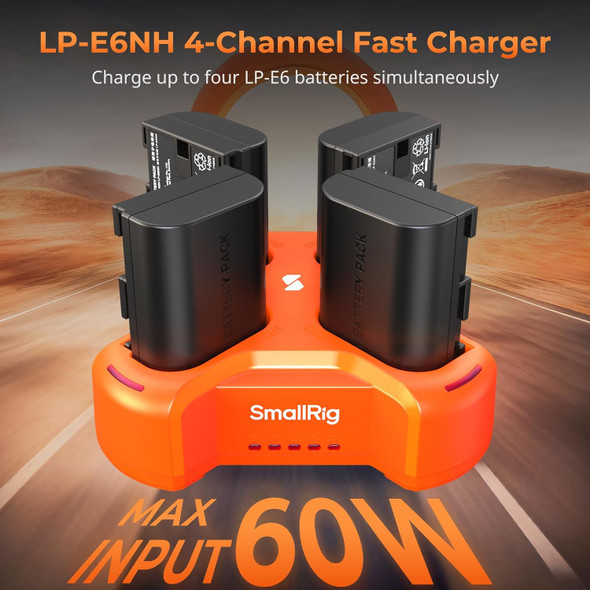 Smallrig 4838 LP-E6NH 4-Channel PD 60W Fast Charging Camera Battery Charger for Canon LP-E6 