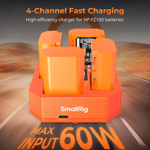 SmallRig 4839 NP-FZ100 4-Channel PD 60W Fast Charging Camera Battery Charger for Sony NP-FZ100