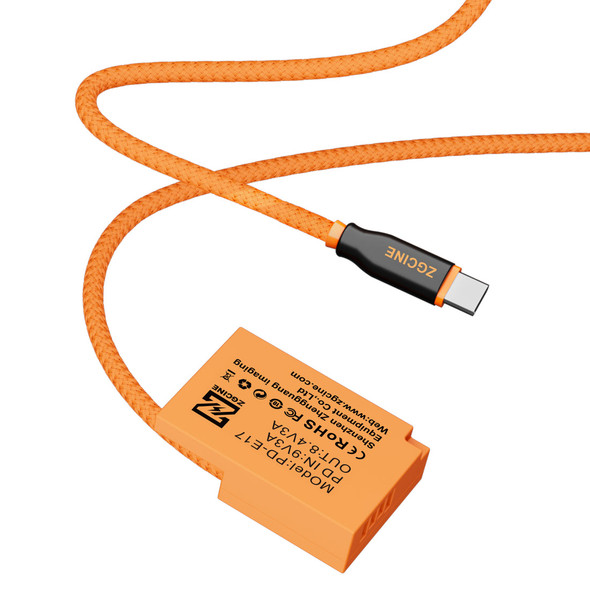 ZGCINE PD-E17 USB-C PD to Canon LP-E17 Dummy Battery Cable 60cm (Braided Wire）