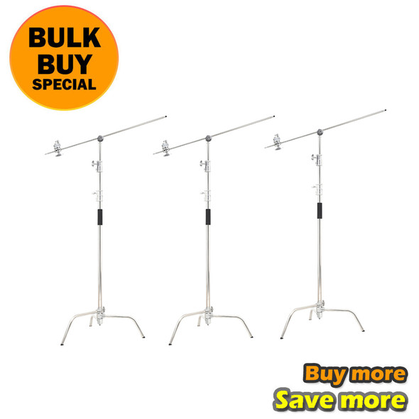 Fotolux 3x Q4 Stainless Steel 3.2m C-Stand with 1.27m Boom Arm (Bulk Buy)