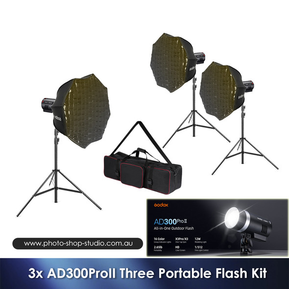 Godox 3x AD300ProII Three Portable Flash Kit