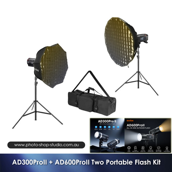 Godox AD300ProII + AD600ProII Two Portable Flash Kit