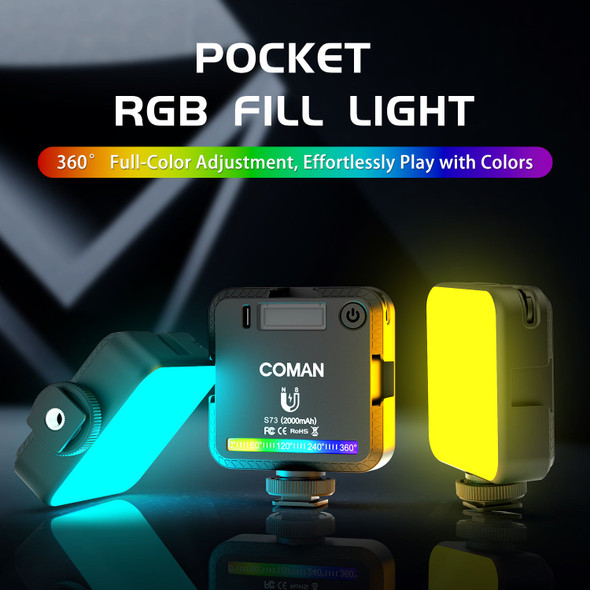 Coman S73 6W RGB Magnetic 2000mAh Pocket Mini LED Video Fill Light (2500K-9000K)