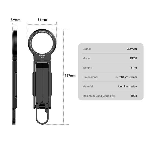 Coman DP58 Magnetic Phone Tripod (Black) 