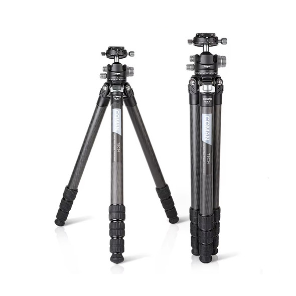 Coman TSC34A40 TSC Hussar Series 1.4m Carbon Fiber Outdoor Compact Travel Tripod with Ball Head (Max Load 20kg) 