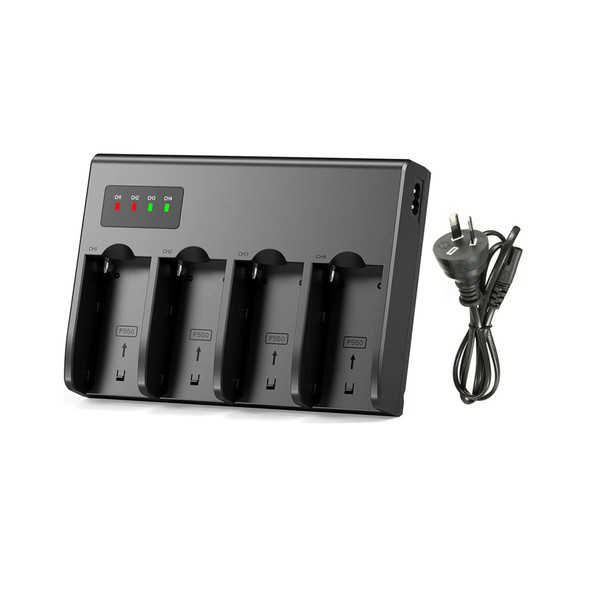 Fotolux NP-4C  4-slot NP-F LCD Battery Charger for Sony NP-F550/ NP-F570 /NP-F750 /NP-F970
