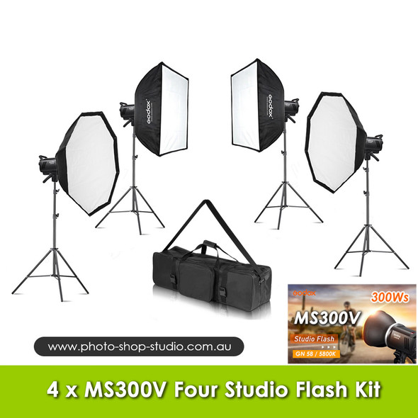 Godox 4x MS300V 300Ws Compact Studio Lighting Kit (5800K)