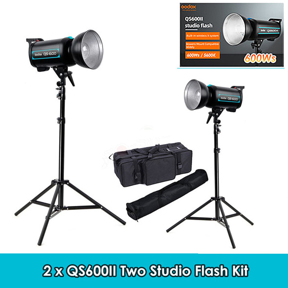 Godox 2x QS600II Two 500Ws Studio Flash Lighting Kit with 7" Reflector