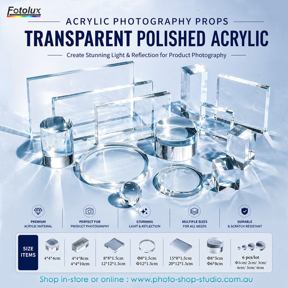  Fotolux Transparent Polished Acrylic Geometric Display Photography Props for Product Photography 