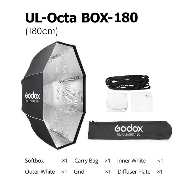  Godox 4x UL-Octa BOX-180 (180cm) Umbrella Quick Release Octagonal Softbox with Grid (Bowens Mount) - Bulk Buy ($154.63 each)
