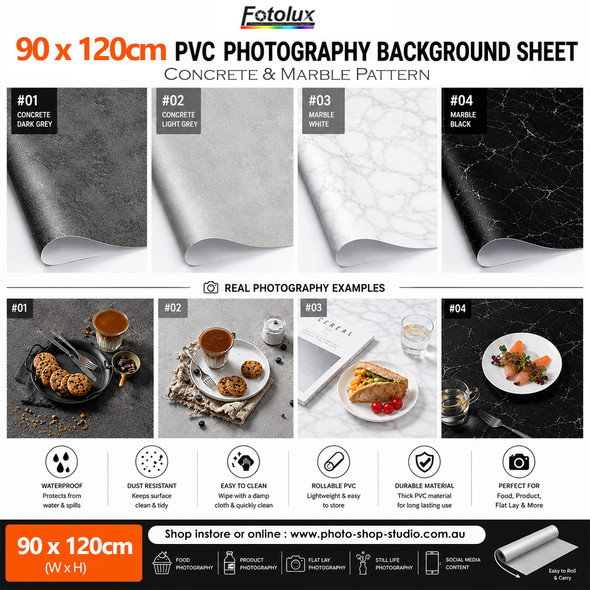  Fotolux 90cm x 120cm PVC Background Sheet (Concrete & Marble Pattern)