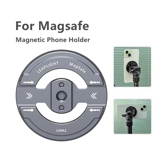 Leaplight LMA1 MagSafe Ring Magnetic Aluminum Alloy Phone Sticker with 1/4" thread & Dual Cold Shoe Mount for Ball Head / Magic Arm