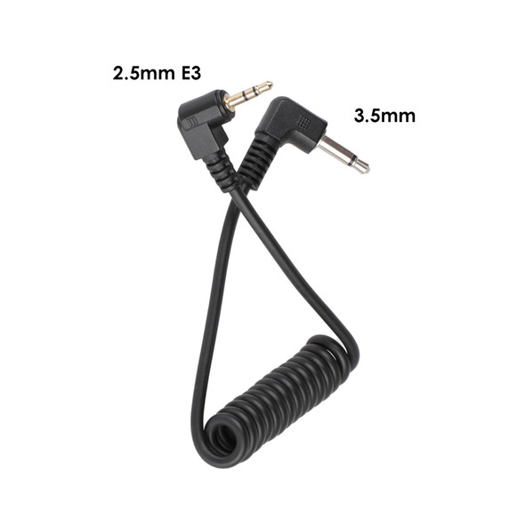Fotolux E3 2.5mm to 3.5mm Jack Right Angle Coiled Connecting Cable (25cm-35cm)  for Canon 