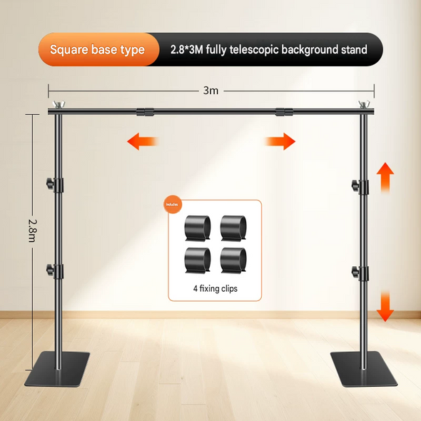 Fotolux BS-2830 Space Saver Photography Background Support Kit (2.8m H x 3m W)