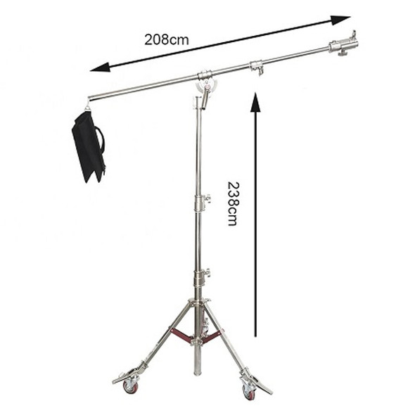 Fotolux 2x SZ-L6-2400 4.4m Stainless Steel Pro Hybrid Boom Stand with Wheels -Bulk Buy ($339.15 each)