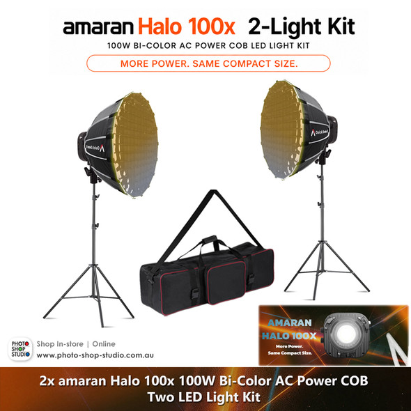 Aputure 2x  amaran Halo 100x  100W Bi-Color AC Power COB Two LED Light  Kit 