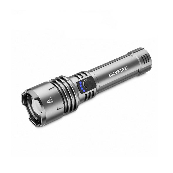 Fotolux 1376 Skyfire 29W 10000mAh IPX4 USB-C Rechargeable Ultra-Bright LED Zoom Flashlight Touch (Titanium Grey)