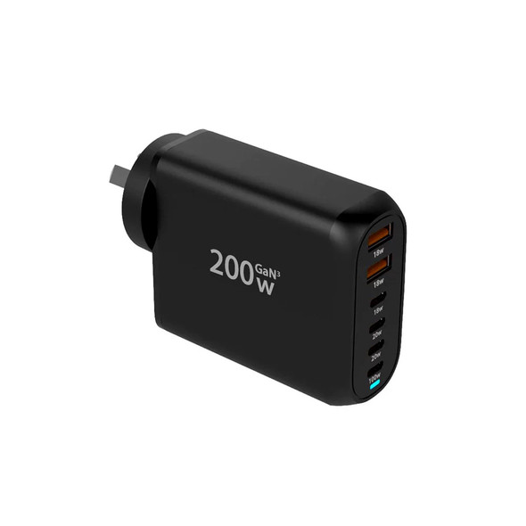 Fotolux WC-PD200 200W GaN 3 6-Port USB-C PD & QC 3.0 USB-A Fast Charger (AU Plug)