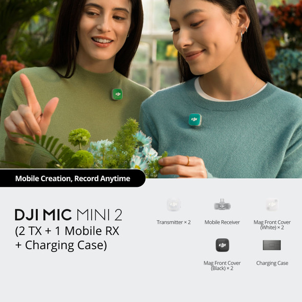 DJI Mic Mini 2 (Mobile)(2 TX + 1 Mobile RX + Charging Case) 2-Person Ultralight Wireless Microphone System for Smartphone & Computer  