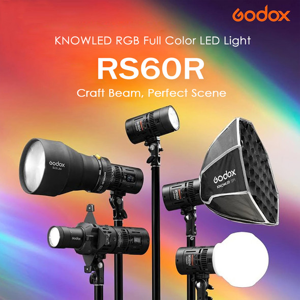 Godox RS60R Starter Kit - 60W RGB Portable LED Video Light with Battery & Diffusion Dome