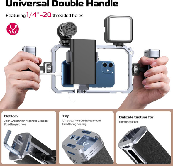 Ulanzi 3127 Metal Cage Universal Phone Video Rig with Cold Shoe for Vlogging 