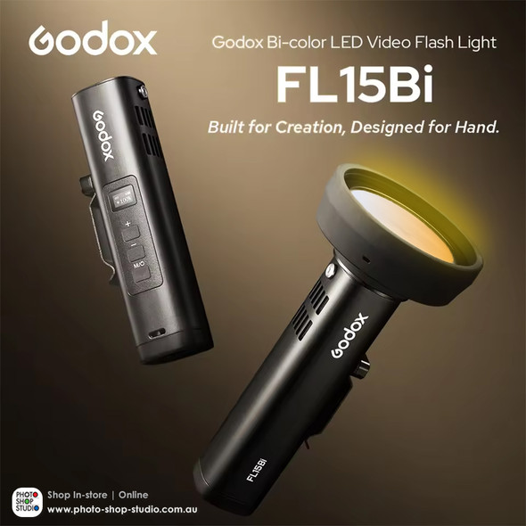 Godox FL15Bi 15W Bi-color LED Video Flash Light Torch with Barndoors & Fresnel Zoom Lens