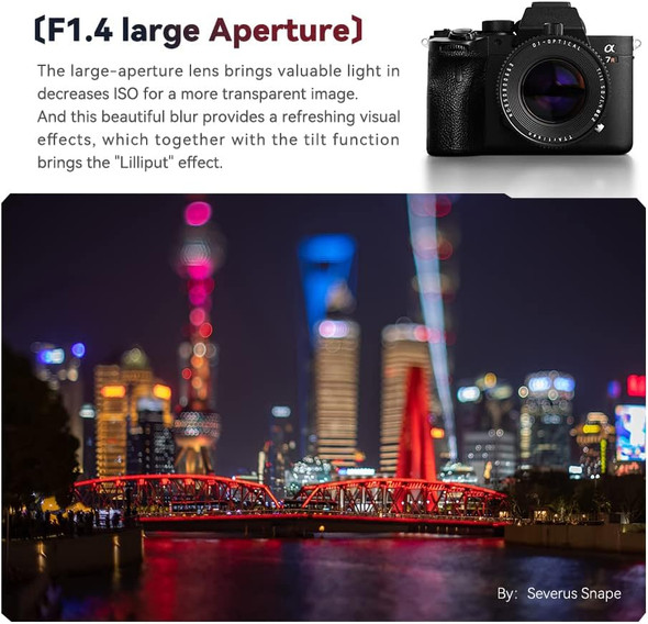 TTArtisan 50mm F1.4 E Full Frame Tilt Shift Manual Focus Large Aperture Lens for Sony E-mount