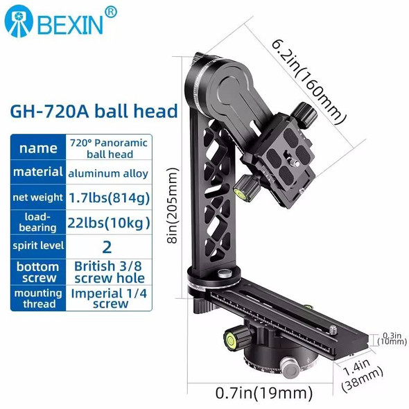 Bexin GH-720A Panoramic Gimbal Head - 10kg Payload