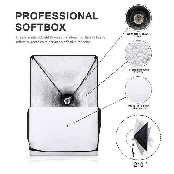 Boling 2 x Single E27 Bulb Holders with 70 x 70cm Softboxes Continuous Lighting Kit