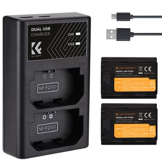 K&F Concept KF28.0016 NP-FZ100Battery and Dual Charger Kit for Sony