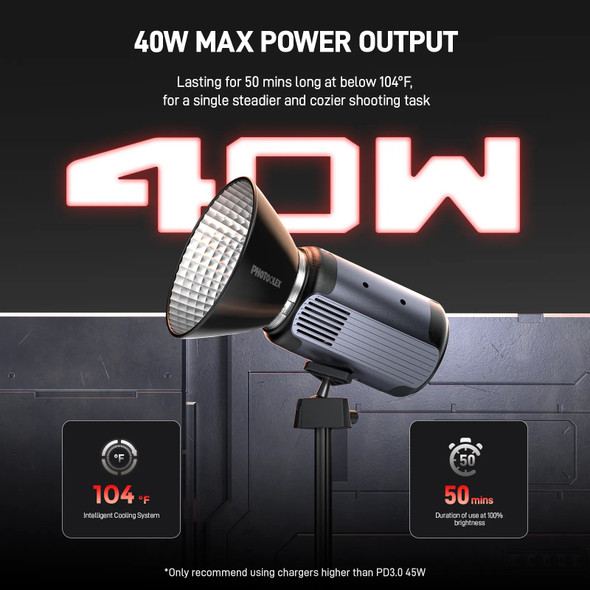 PHOTOOLEX Q40C 40W RGB LED COB Video Light