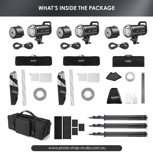 Godox 3 x SK400III-V 400Ws Professional Studio Flash Kit