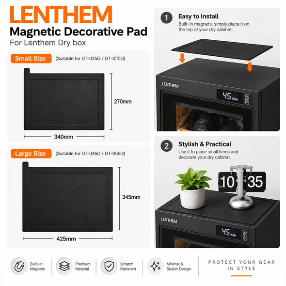 Lenthem Magnetic Top Cover Pad 425 x 345mm for DT-075D / DT-095D / DT-105D Dry Cabinet