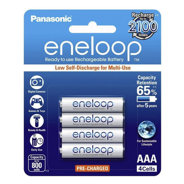 Panasonic eneloop AAA Rechargable Batteries 800mAh White pack 4pcs