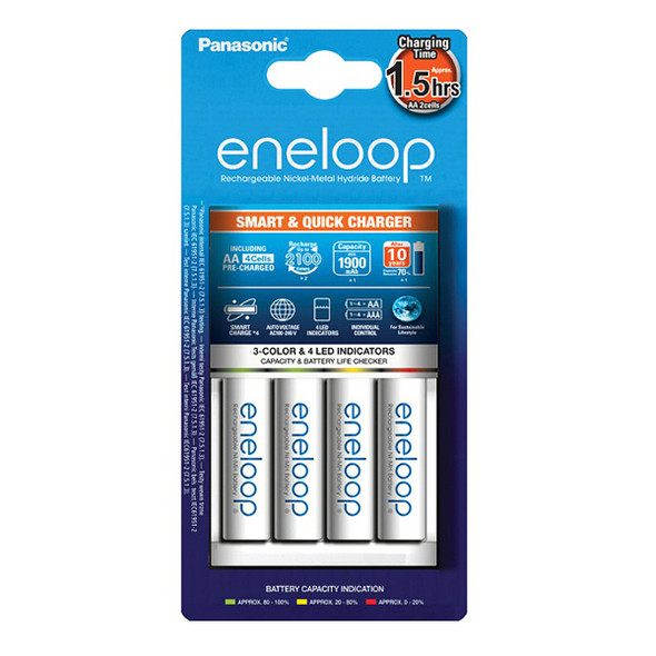 Panasonic Eneloop Smart & Quick Battery Charger with 4 x AA Ni-MH Batteries