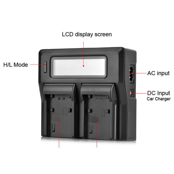 Fotolux LCD Dual NP Battery AC Charger - Sony Type NP-F980/970/ 770/ 750/570/ 550