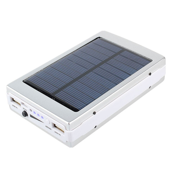 Fotolux Charger Solar Bank with LED Light (Silver, Charges USB Devices)