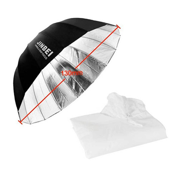 Jinbei 51" (130cm) Deep Umbrella Black & Silver Combo with Cloth 