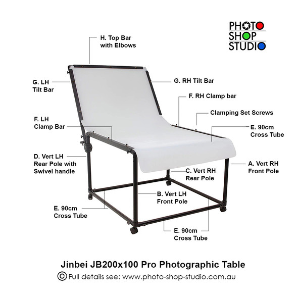 Jinbei JB-200x100 Large Photographic Table with Wheels (200 x 100cm)