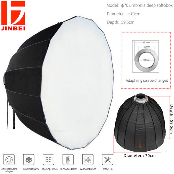 Jinbei Deep Parabolic Softbox 70cm (Folding)