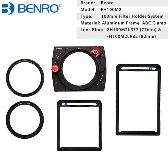 Benro FH100M2 Master 100mm Square Filter Holder Kit with 77mm , 82mm Rings 